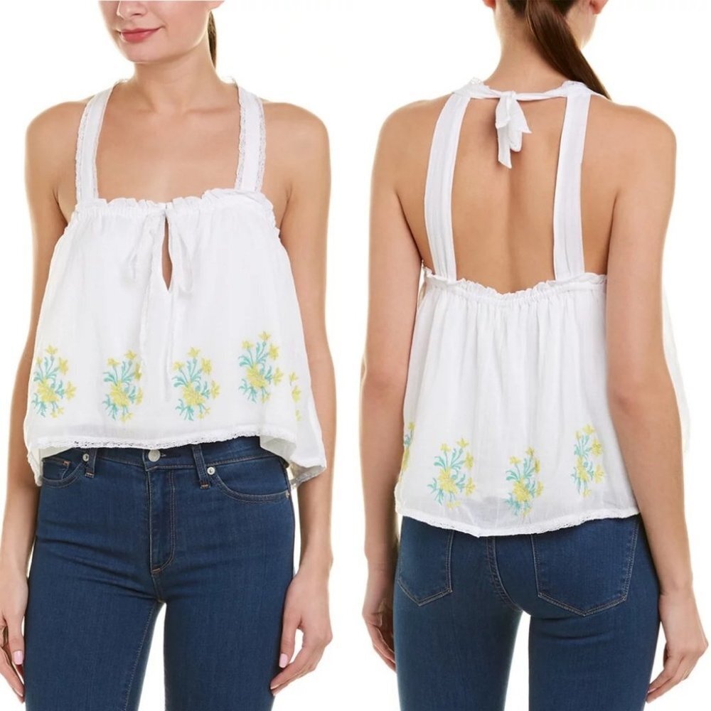 Nwt Free People Golden Hour Embroidery Floral Tank Top Size Small New With Tags